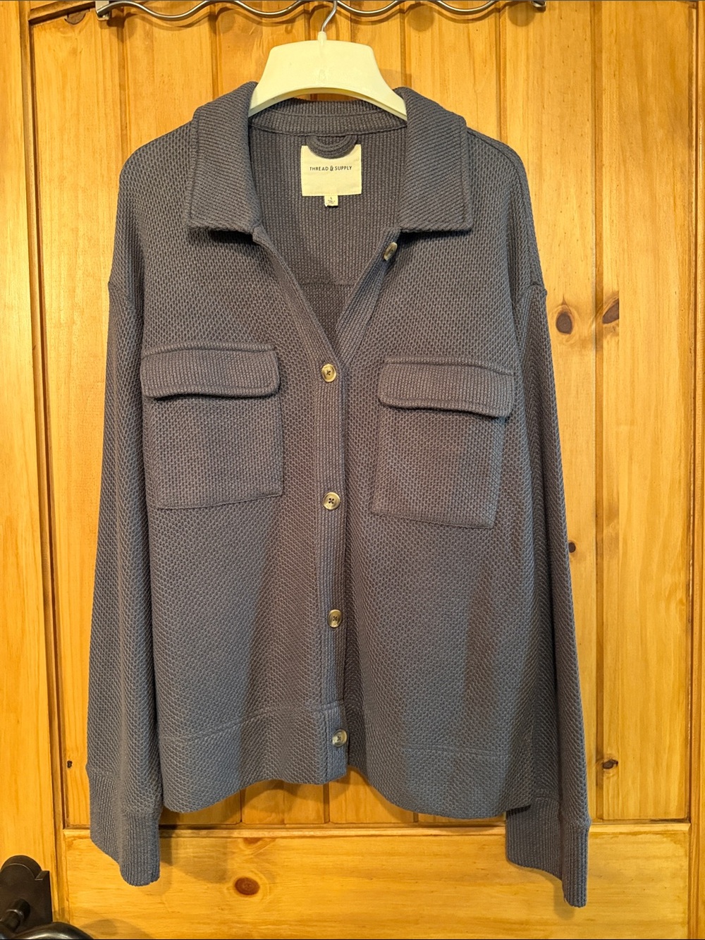 THREAD & SUPPLY SMOKEY GRAY JACKET SWEATER L